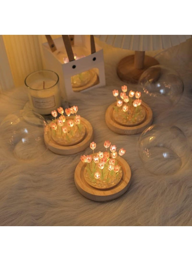 هدايا عيد ميلاد يوم الأم لأم عيد الميلاد 20 ضوء ليلي LED لون الخد الوردي على شكل زهرة التوليب، مصباح زجاجي ديكور، زهرة صناعية، مصباح طاولة غرفة النوم، سيدة، حبيبة، زوجة، أخت، فتاة، زهور توليب وردية صناعية طبيعية المظهر - Image 5