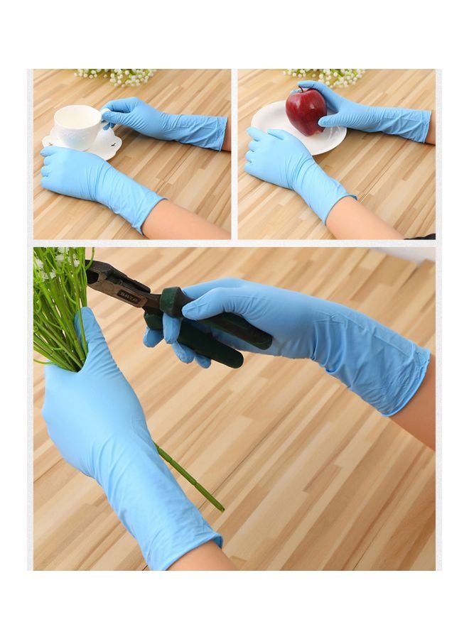 100-Piece Industrial Rubber Gloves Sky Blue M - Image 2