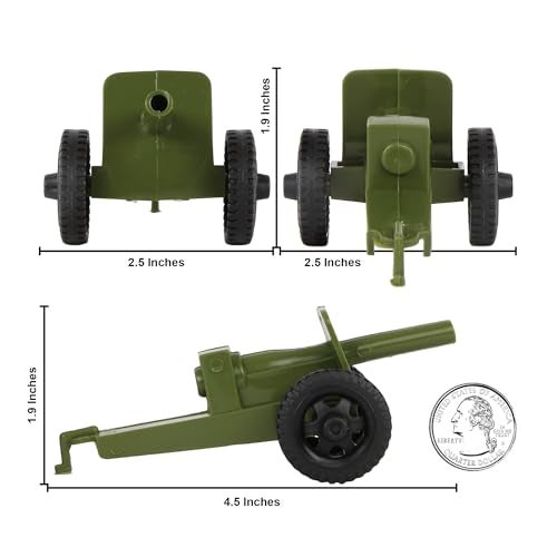 Tim Mee Toy TimMee M3 Artillery OD Green 4pc Plastic Army Men Cannon Playset Made in USA - Image 5