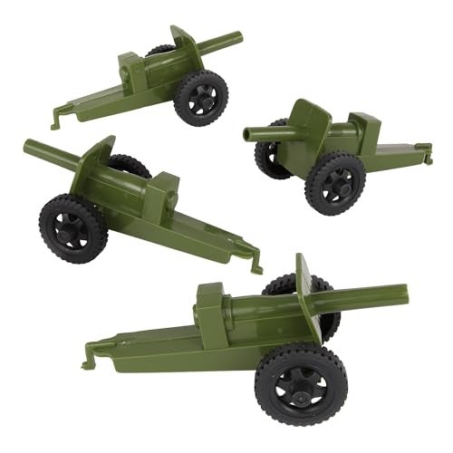 Tim Mee Toy TimMee M3 Artillery OD Green 4pc Plastic Army Men Cannon Playset Made in USA - Image 1