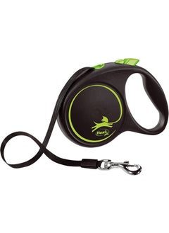 Flexi Black Design Striped Automatic Walking Collar Green-Black 5m Small 