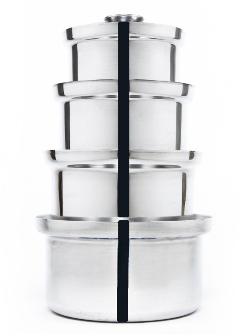 4-Piece Aluminum Pot Set (Medium and Large Sizes, Made in Egypt) – Sizes: 22, 24, 26, and 28 cm. - Image 1
