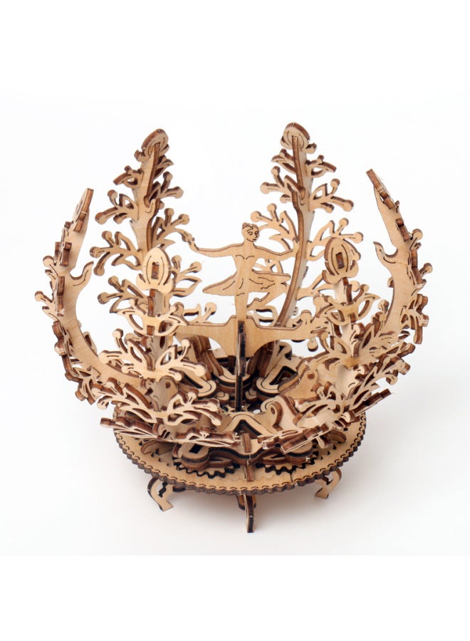 Wooden Machinery 3D Antique Jewelry Box Children's Educational Assembled Password DIY Gift Wooden Toy Wholesale-Color:Women's Flower - Image 1