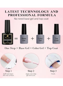 Remy Belle Remy Belle One Step Gel Set 3x10 ml, Gel Polish Top Base Coat 3 in 1, Soak Off LED UV Gel Polish  - Image 2