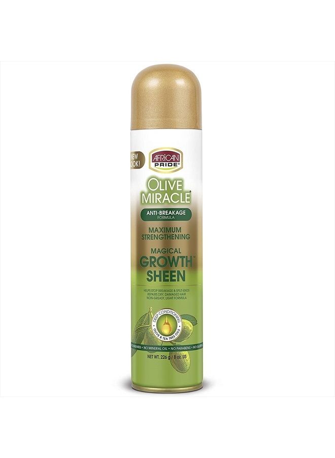 African Pride Olive Miracle Magical Growth Sheen Hair Spray, Enriched with Tea Tree & Olive Oil, 8oz - Image 1
