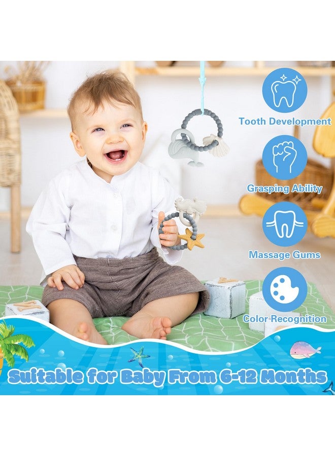 2ooya Silicone Teether Toys for Babies - 2ooya 2Pcs Summer Ocean Beach Themed Teething Ring Infant Soft Teethers, Toddler Teething Chew Toys for Newborn Boy and Girl Baby Shower Birthday Gifts - Image 4