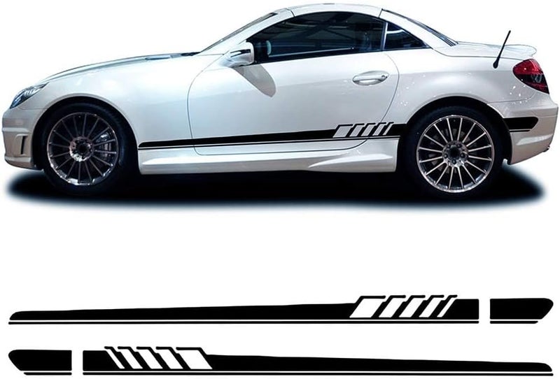 لاصقات جانبية للسيارة من LINGYUE لطراز مرسيدس بنز SLK الفئة R170 R171 R172 SLK55 AMG SLK200 250، عبارة عن شرائط لاصقة بلاستيكية لتزيين جوانب السيارة، باللون الأبيض.