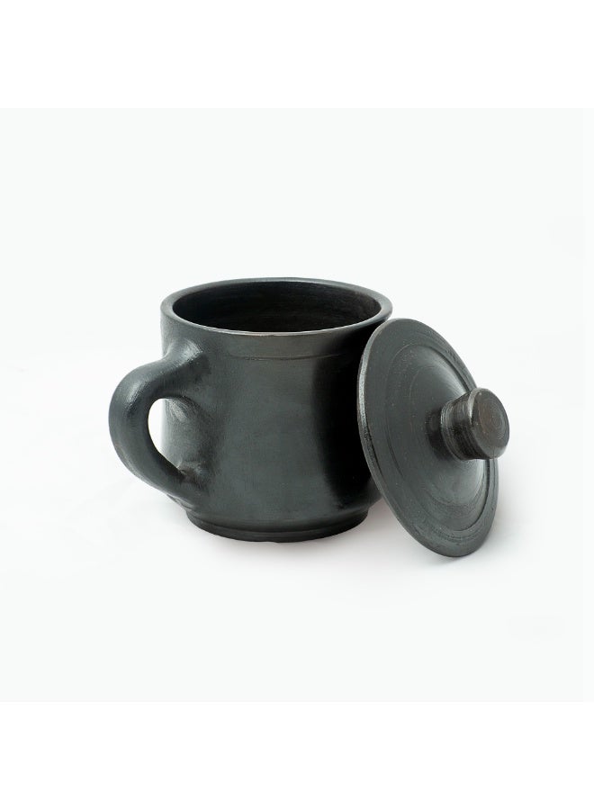 ارك كوب من التيراكوتا الأسود مع غطاء من ARK | كوب قهوة وشاي طيني مصنوع يدويًا | كوب فخاري أسود غير لامع للمشروبات الساخنة والباردة | أدوات شرب ريفية قابلة لإعادة الاستخدام | 8 × 8 سم | 300 مل - Image 5