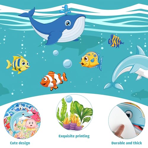 Maniaacer 87 PCS Sea Animal Bulletin Board Decorations Under The Ocean Paper Cutout Classroom Decor Happy to Sea You Bulletin Board Set with Glue Point Dots for School Classroom Wall Ocean Theme Party Decor - Image 3