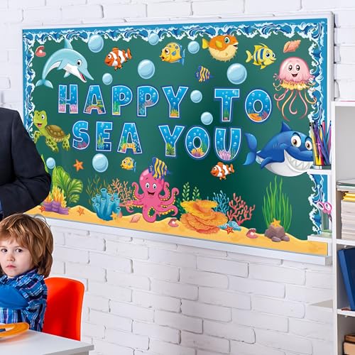 Maniaacer 87 PCS Sea Animal Bulletin Board Decorations Under The Ocean Paper Cutout Classroom Decor Happy to Sea You Bulletin Board Set with Glue Point Dots for School Classroom Wall Ocean Theme Party Decor - Image 5