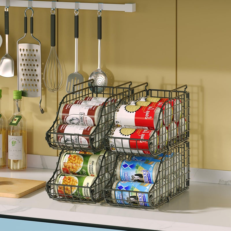 Sonyabecca 6-Pack Can Storage Organizer Pantry, Stackable Kitchen Canned Food Holder With Handles, Can Organizer For Pantry Countertop Cabinet, Beverage Drink Pop Soda Can Dispenser Patent Pending - Image 3