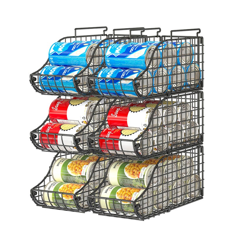 Sonyabecca 6-Pack Can Storage Organizer Pantry, Stackable Kitchen Canned Food Holder With Handles, Can Organizer For Pantry Countertop Cabinet, Beverage Drink Pop Soda Can Dispenser Patent Pending - Image 1