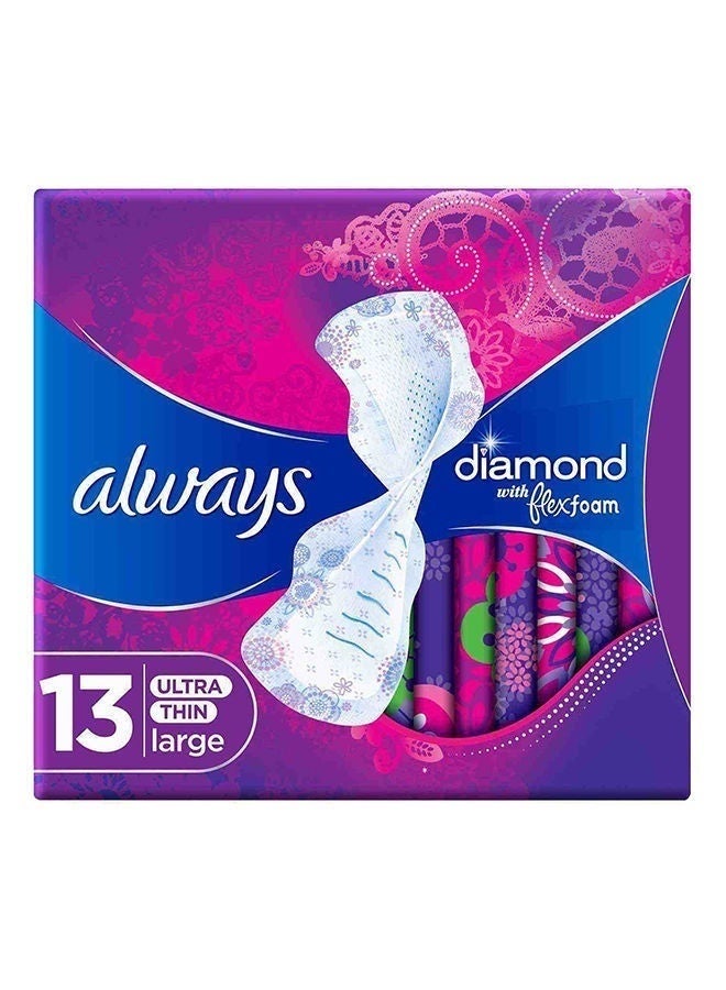 Always وسادة رقيقة جداً بأجنحة، L، 13 قطعة