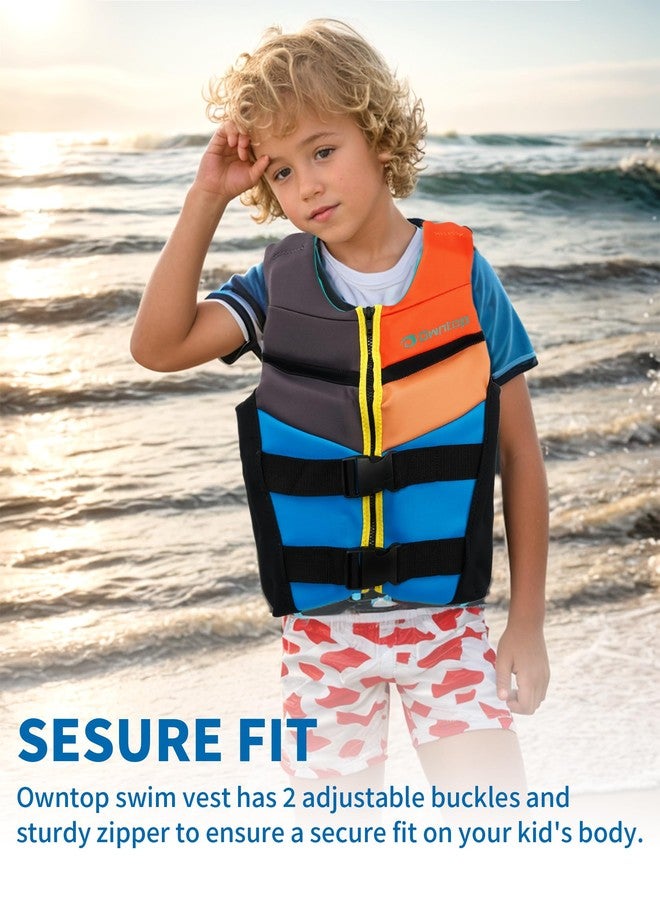 Owntop Swim Vest Youth Kids 75-125 lbs, Neoprene Swim Jacket Lightweight, Quick-Dry, Buckles Zipper for Swimming Training, Kayak, Boating, Watersports (Multicoloured, L) - Image 2