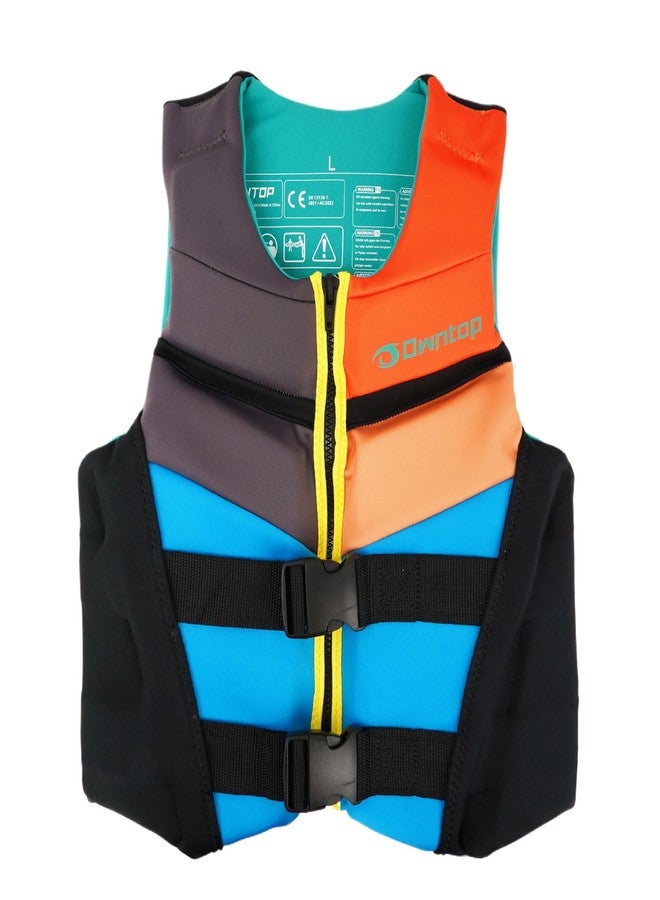 Owntop Swim Vest Youth Kids 75-125 lbs, Neoprene Swim Jacket Lightweight, Quick-Dry, Buckles Zipper for Swimming Training, Kayak, Boating, Watersports (Multicoloured, L) - Image 1