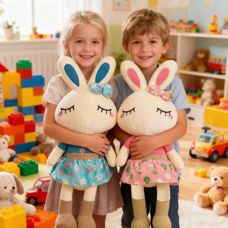 Cllayees Set of 2 Easter Bunny Plush for Kids, 18.3" Easter Stuffed Animal, Big Rabbit Toys Cute Birthday Gifts for Boy Girl, Pink & Blue - Image 4