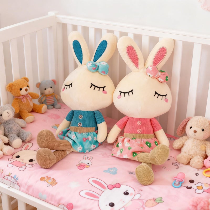 Cllayees Set of 2 Easter Bunny Plush for Kids, 18.3" Easter Stuffed Animal, Big Rabbit Toys Cute Birthday Gifts for Boy Girl, Pink & Blue - Image 5