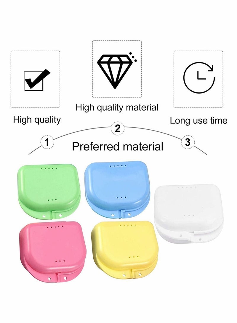 Excefore Denture Case 5 Pcs Retainer False Teeth Container Box, Mouth Guard Case with Air Vent Holes Teeth Brace Mouth Guard Storage for Travel - Image 5