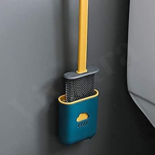 Vivatra Silicone Toilet Brush with Holder Stand for Western and Indian, Double-Sided with Adhesive Wall Mount (Multicolor), Pack of 1 (Multicolour) (1, Free Size) - Image 4