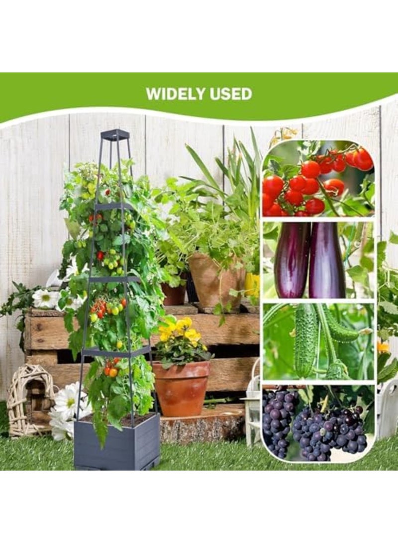 SYOSI 4-Tier Tomato Planter with Box Trellis, 56'' Raised Garden Bed Planter Boxes, Tomato Cages for Garden, Patio, Climbing Plants, Vegetable Vines, Flowers, Indoor & Outdoor Use (Green) - Image 3