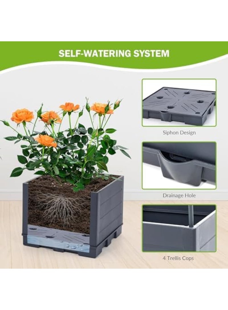 SYOSI 4-Tier Tomato Planter with Box Trellis, 56'' Raised Garden Bed Planter Boxes, Tomato Cages for Garden, Patio, Climbing Plants, Vegetable Vines, Flowers, Indoor & Outdoor Use (Green) - Image 2