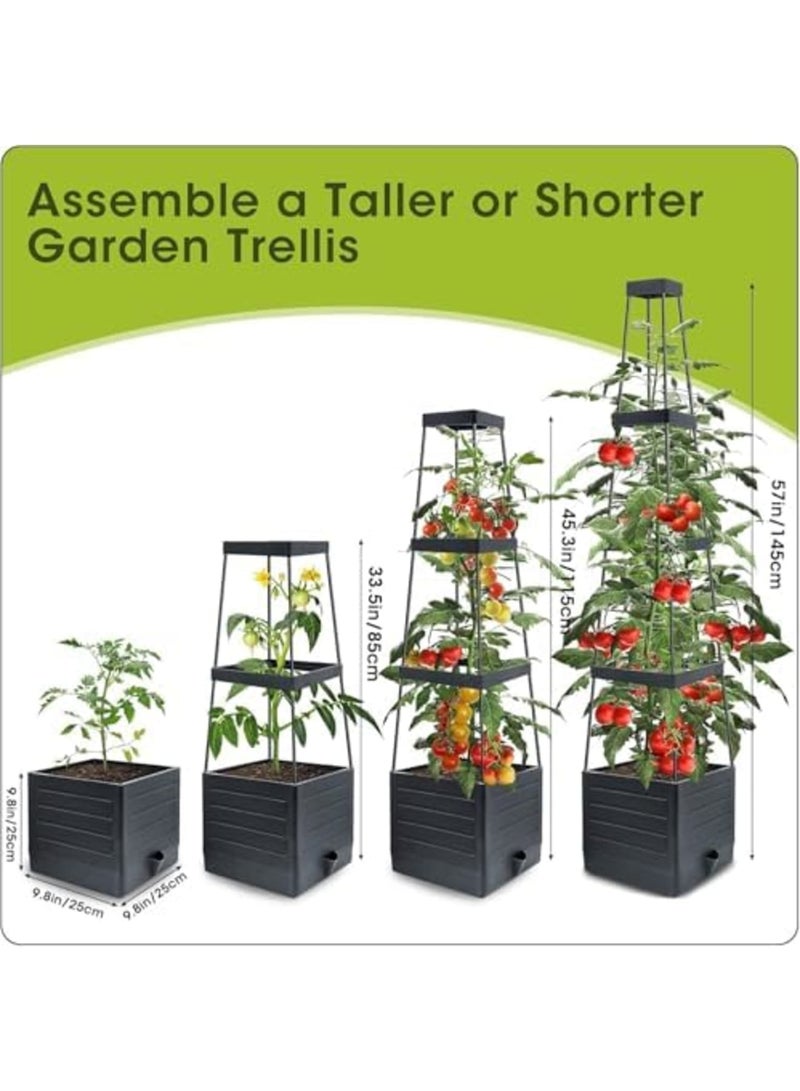 SYOSI 4-Tier Tomato Planter with Box Trellis, 56'' Raised Garden Bed Planter Boxes, Tomato Cages for Garden, Patio, Climbing Plants, Vegetable Vines, Flowers, Indoor & Outdoor Use (Green) - Image 4