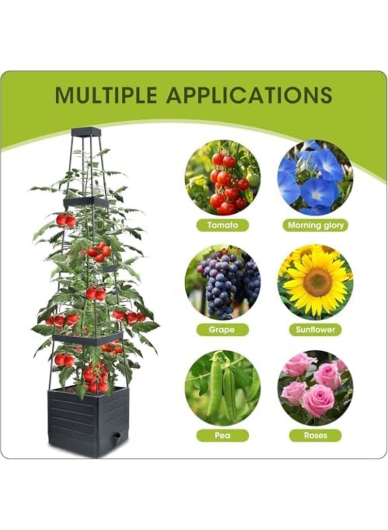 SYOSI 4-Tier Tomato Planter with Box Trellis, 56'' Raised Garden Bed Planter Boxes, Tomato Cages for Garden, Patio, Climbing Plants, Vegetable Vines, Flowers, Indoor & Outdoor Use (Green) - Image 5