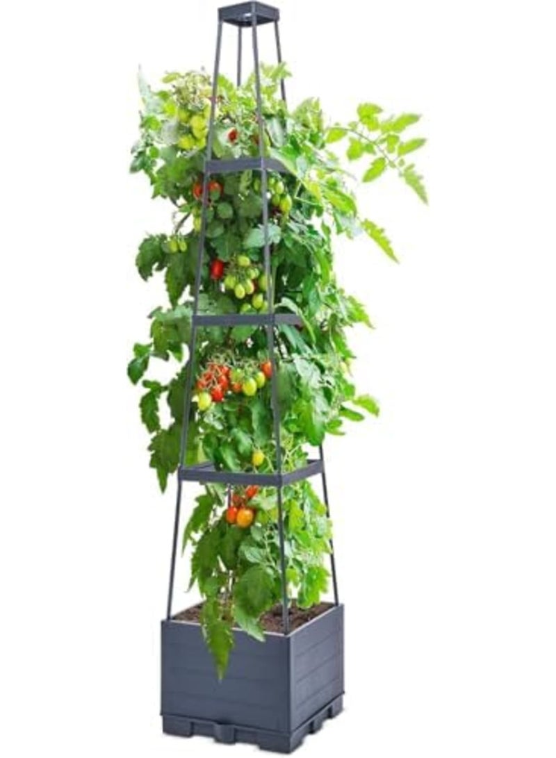 SYOSI 4-Tier Tomato Planter with Box Trellis, 56'' Raised Garden Bed Planter Boxes, Tomato Cages for Garden, Patio, Climbing Plants, Vegetable Vines, Flowers, Indoor & Outdoor Use (Green) - Image 1