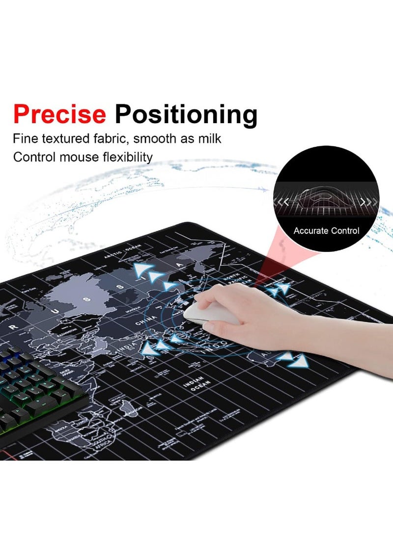 World Map Design Mouse Pad (900x400x3mm) - Extra Large Non-Slip Desk Mat for Keyboard & Mouse | Premium Gaming/Office Surface (Upgraded Edition)