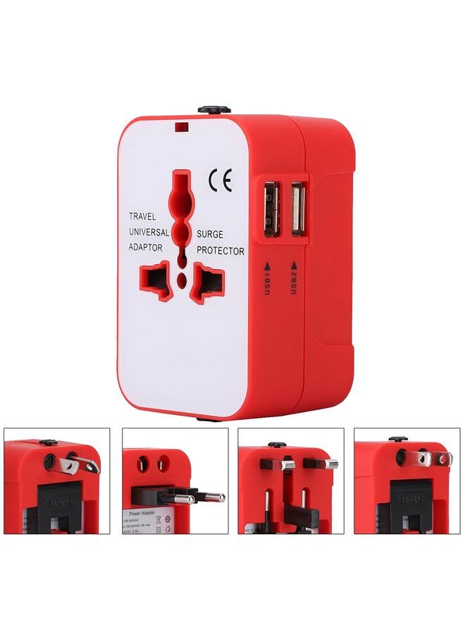 Thoraya New USB2.1A Universal Travel Adapter Electric Plugs Sockets Converter Adapter(Red White)  - Image 3