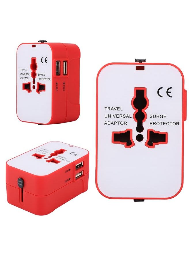 Thoraya New USB2.1A Universal Travel Adapter Electric Plugs Sockets Converter Adapter(Red White)  - Image 4