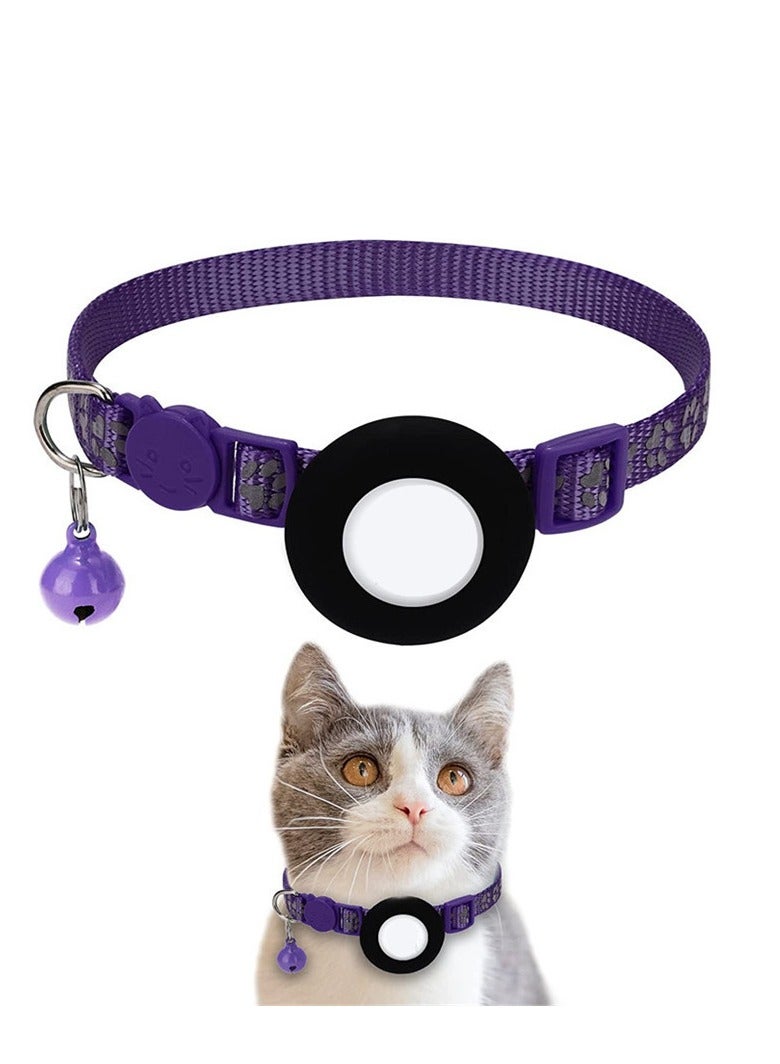 Generic Cat Collar for Airtag Reflective Cat Collar with Bell and Safety Buckle, with Waterproof Holder Compatible with Adjustable 22-35cm  - Image 1