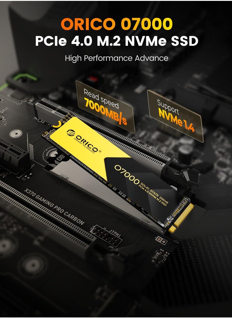 Orico - ORICO 2TB NVMe SSD PCIe 4.0- Up to 7000MB/s, M.2 SSD 2280 PCIe 4.0X4 Internal Solid State Drive SSD, Fast Heat Dissipation, Compatible with macOS Windows for Gamers and Creators-O7000 (2TB) - Image 1