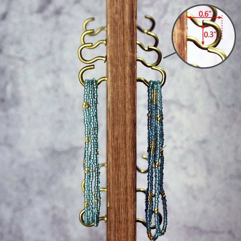 Ikee Design Wooden Rotating Two-Sided Jewelry Display Stand, Rotating Organizer with 32 Hooks for Store, Earring Keychain Display with Hooks, Brown color, 9 W x 7.5 D x 16.5 H in - Image 4