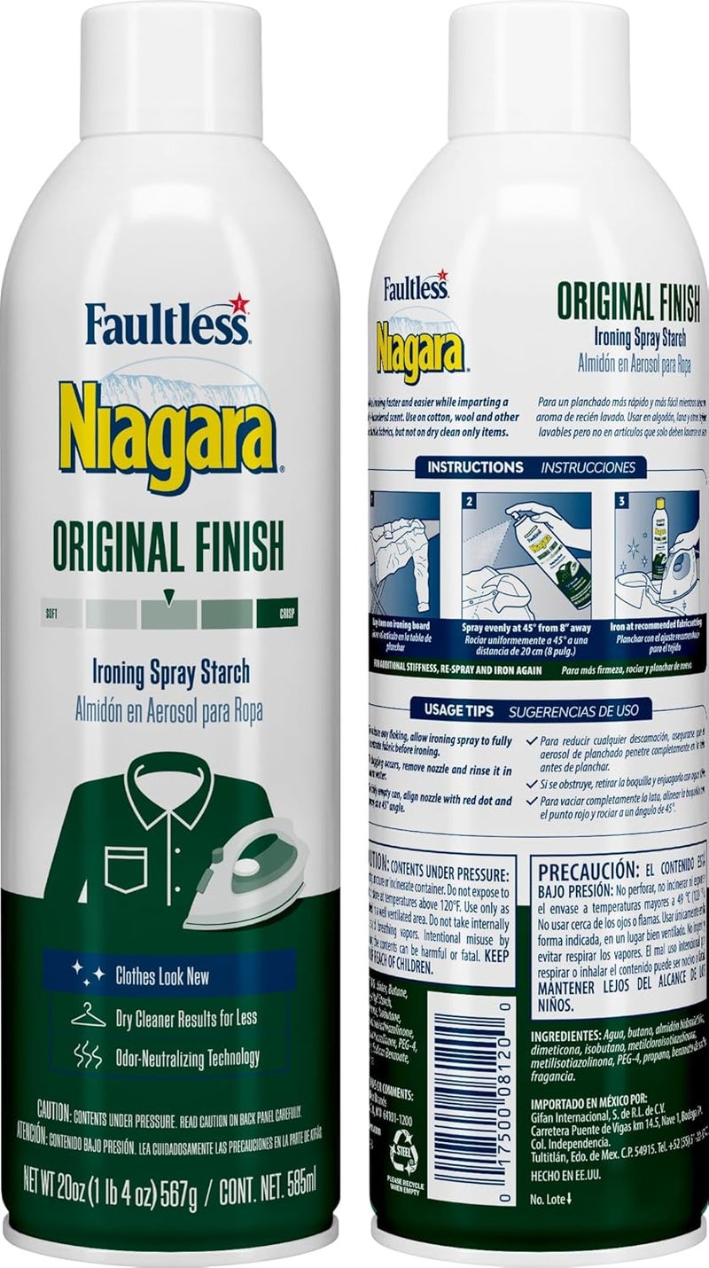 Niagara Liquid Starch Iron Spray (20 oz, 12-Pack) - Starch Spray Iron Aid: Non-Flaky/Clogging | Durafresh Scent - Original Hold Iron Out Spray - Iron Spray Pack for Clothes & Fabrics - Image 2