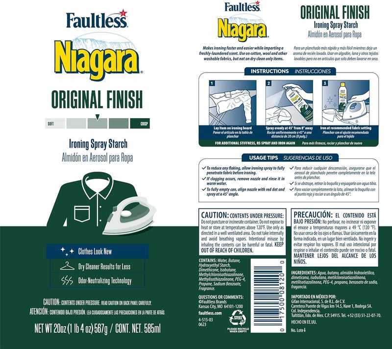 Niagara Liquid Starch Iron Spray (20 oz, 12-Pack) - Starch Spray Iron Aid: Non-Flaky/Clogging | Durafresh Scent - Original Hold Iron Out Spray - Iron Spray Pack for Clothes & Fabrics - Image 3