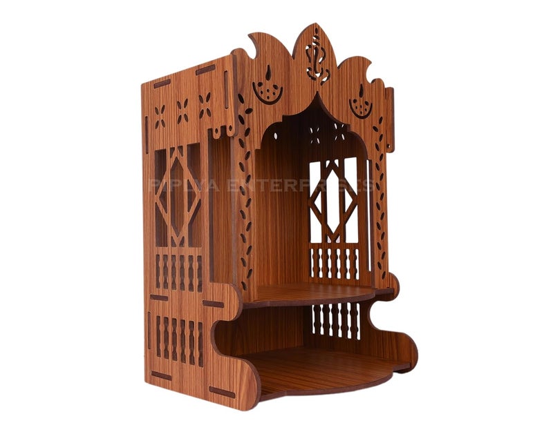 AR ART AR ART Dummy 1 Beautiful Home Decor Wooden Pooja Stand for Home Pooja Mandir for Home Temple for Home Office Puja Mandir for Home Wall Mounted Size L1050 W825 H1425 Inch Light - Image 4
