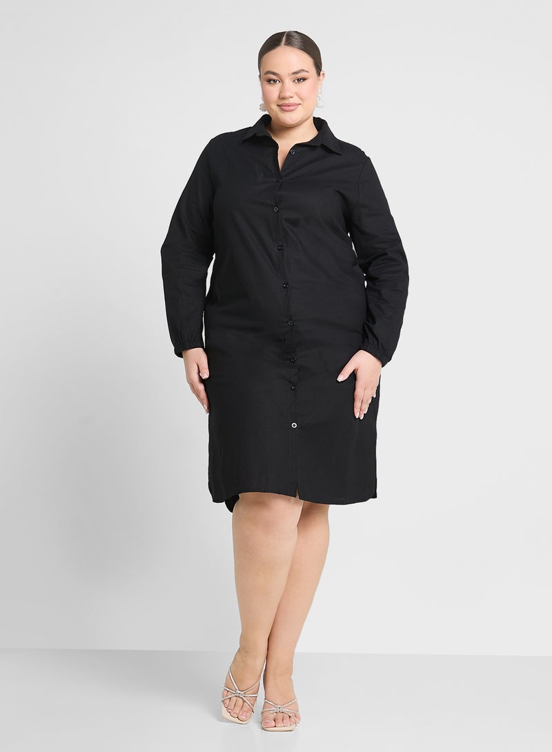 جينجر بلس فستان قميص أسود كلاسيكي - Image 1