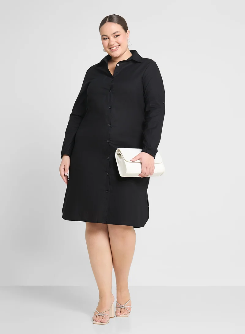 Ginger Plus Classic Black Shirtdress