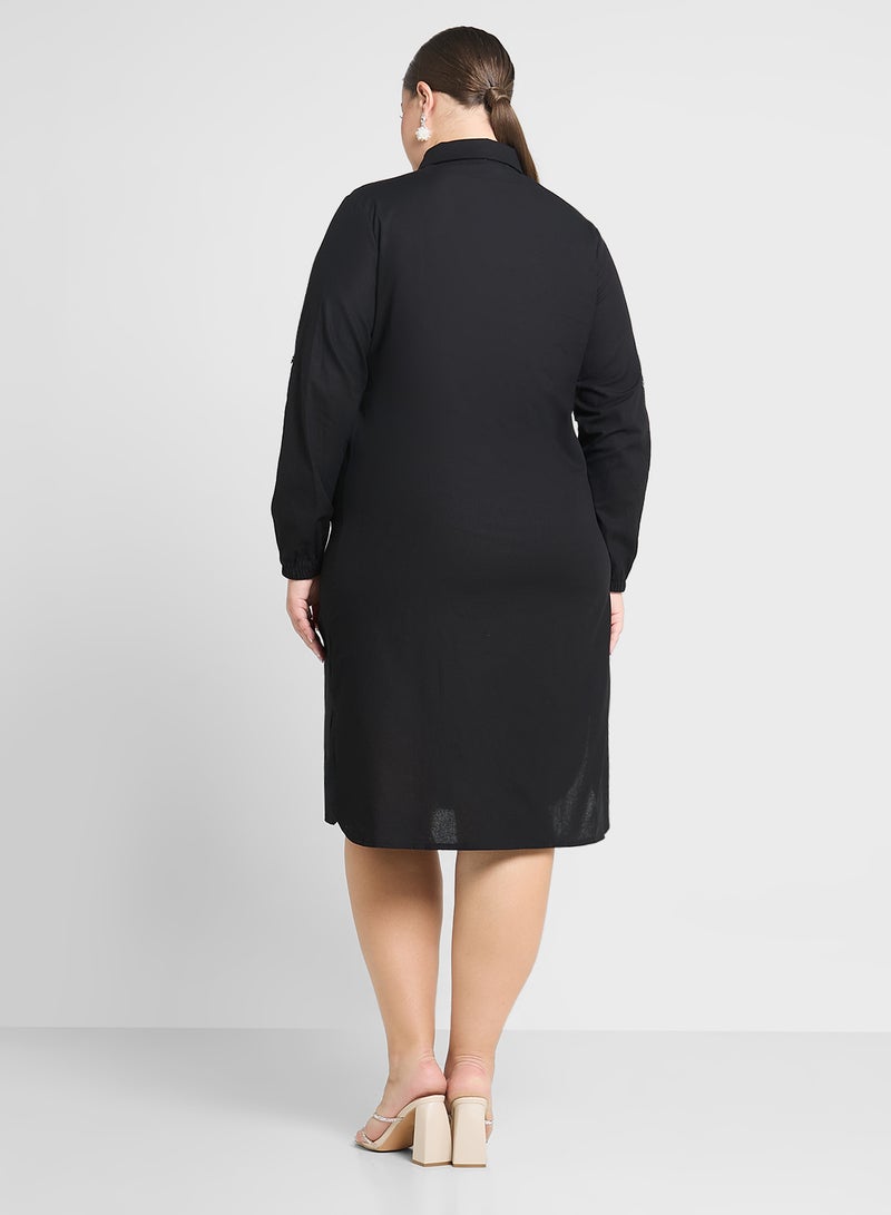 جينجر بلس فستان قميص أسود كلاسيكي - Image 2