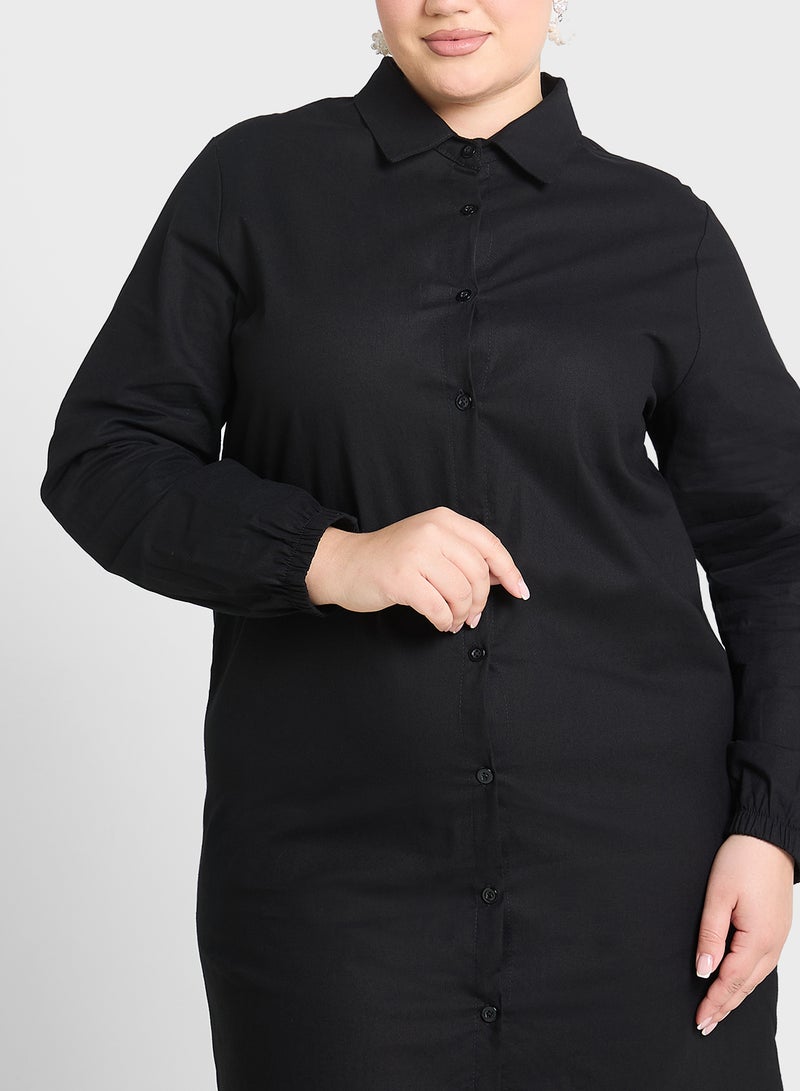 جينجر بلس فستان قميص أسود كلاسيكي - Image 3