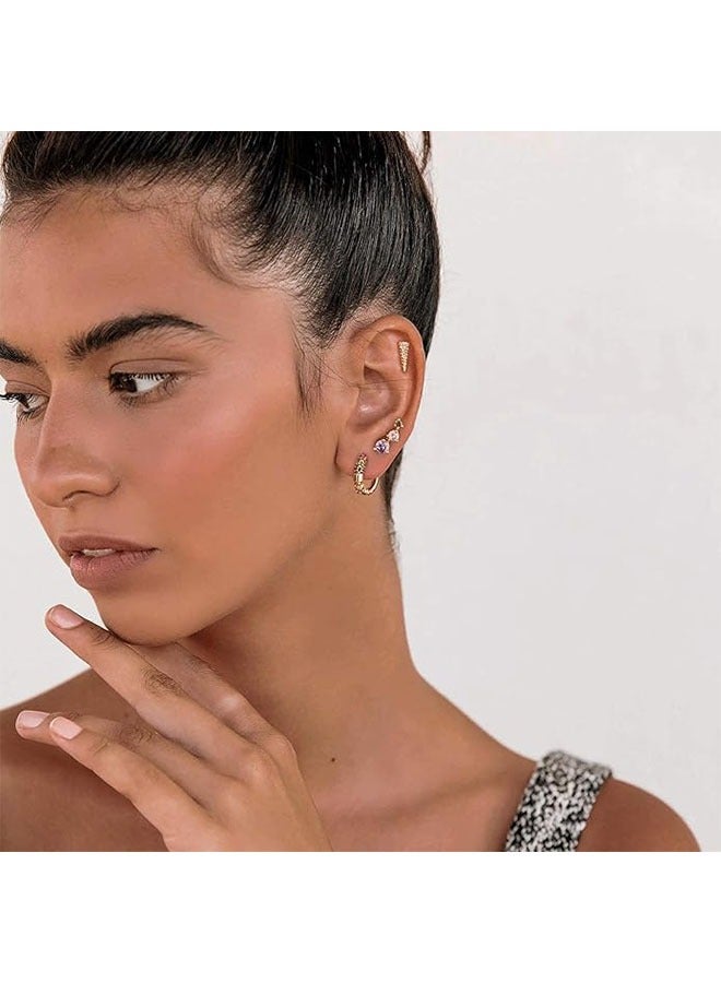 ميفيكو المرأة Huggie أقراط الذهب هوب النائم 14K الذهب شغل صغيرة بسيطة اليدوية هيبوالرجينيك مجوهرات يومية - Image 2