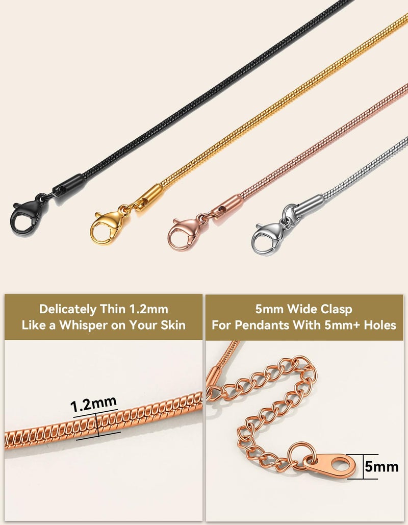 ChainsHouse Rose Gold Snake Chain Necklace for Women, Classic Delicate Birthday Party Jewelry Gift, Simple 1mm Thin Italian Necklace Choker Chains for Females, 18 Inches - Image 5