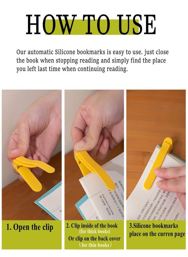 Baeleega 3pcs Silicone Automatic Bookmark, Book Marks for Reading, Cute Unique Book Markers, Smart Bookmarks Clip Book Page Holder for Women, Men, Kids, Book Lovers, Stay in Place and Follow as You Read - Image 3