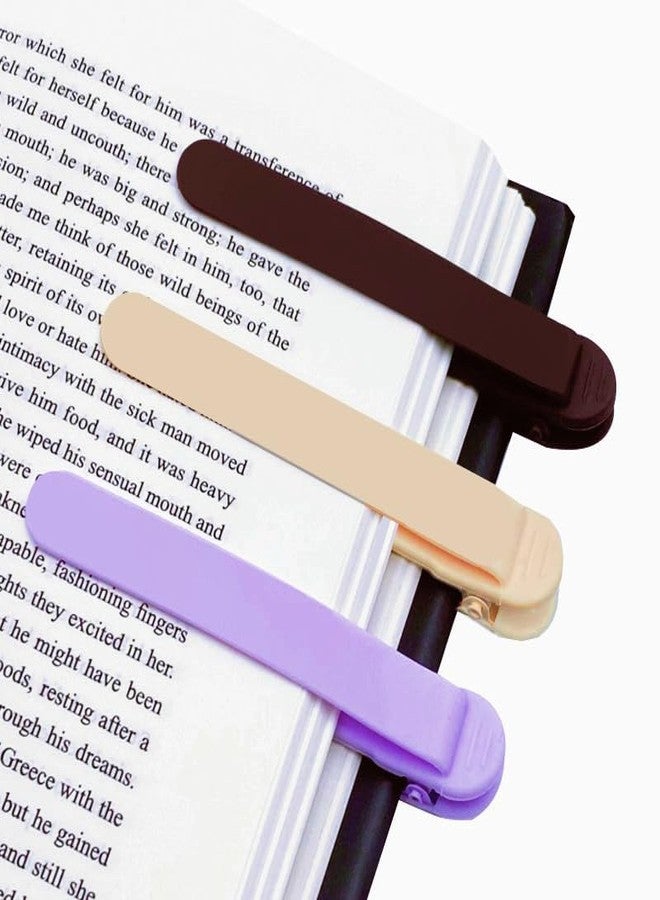 Baeleega 3pcs Silicone Automatic Bookmark, Book Marks for Reading, Cute Unique Book Markers, Smart Bookmarks Clip Book Page Holder for Women, Men, Kids, Book Lovers, Stay in Place and Follow as You Read - Image 1