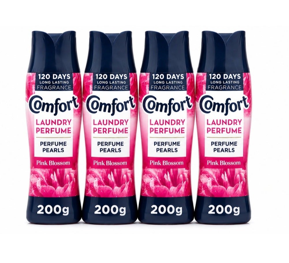 Comfort Laundry Perfume Pearls Pink Blossom, 4 x 200g - Long Lasting In-Wash Scent Booster Value Pack