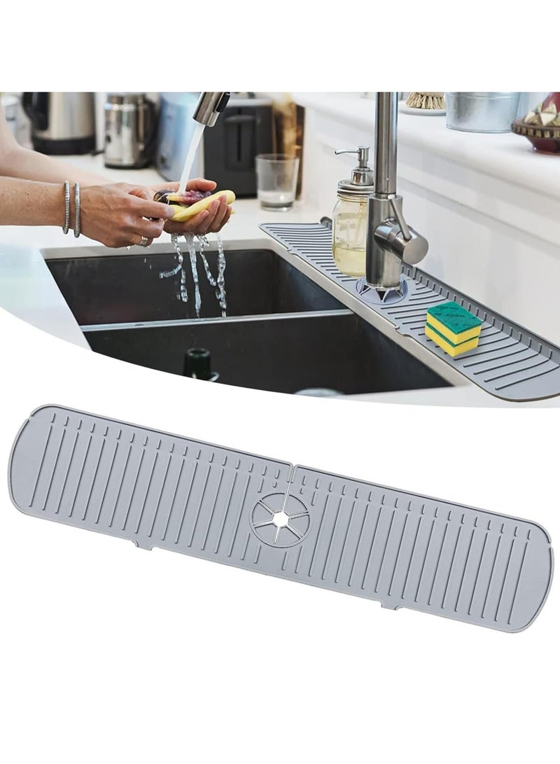 Oasisgalore 61cm Grey Silicone Sink Mat, Splash,Drip Resistant for Kitchen, Bathroom Countertops.  - Image 1