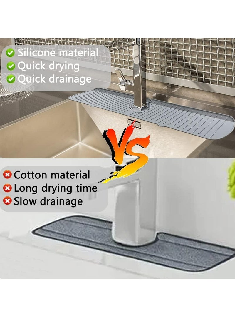 Oasisgalore 61cm Grey Silicone Sink Mat, Splash,Drip Resistant for Kitchen, Bathroom Countertops.  - Image 3