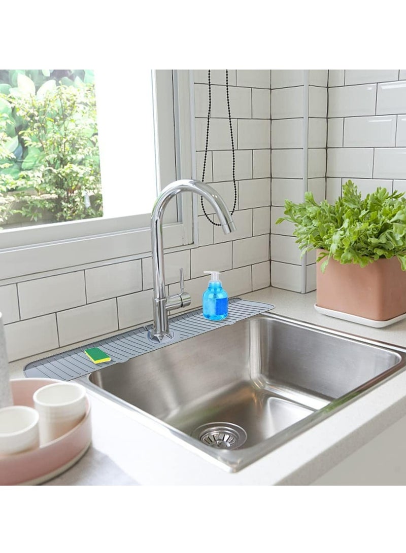 Oasisgalore 61cm Grey Silicone Sink Mat, Splash,Drip Resistant for Kitchen, Bathroom Countertops.  - Image 2