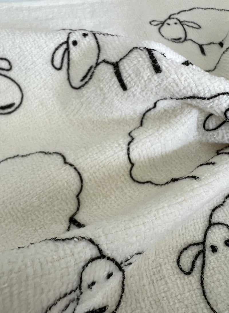 Alwan Turkish 100% Cotton Kitchen Hand Towel Set of 2 with Cute Sheep Designs  - Image 3